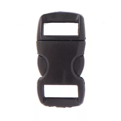 6 Black Paracord Bracelet Buckle 3/4" Plastic Curved Side Release Snap Survival